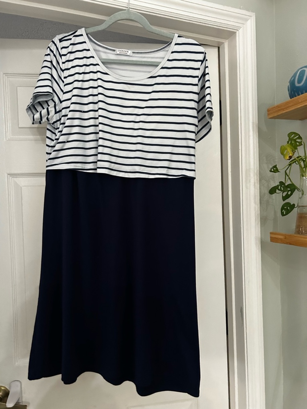 Striped Top Navy Skirt Casual Nursing  Dress